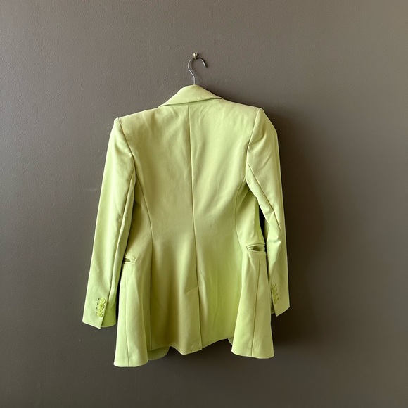 {Express} Double-Button Boyfriend Blazer {Lemon Lime} Yellow Green XS - Picture 6 of 6